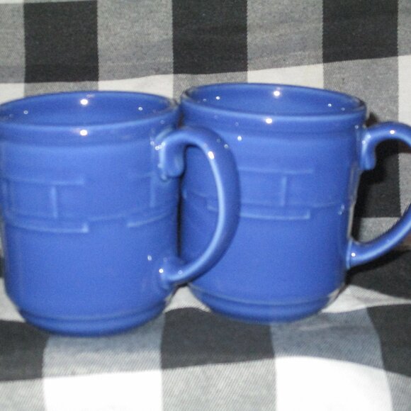 2 Longaberger Pottery Woven Traditions Cornflower Blue Coffee 12oz… - Picture 3 of 5